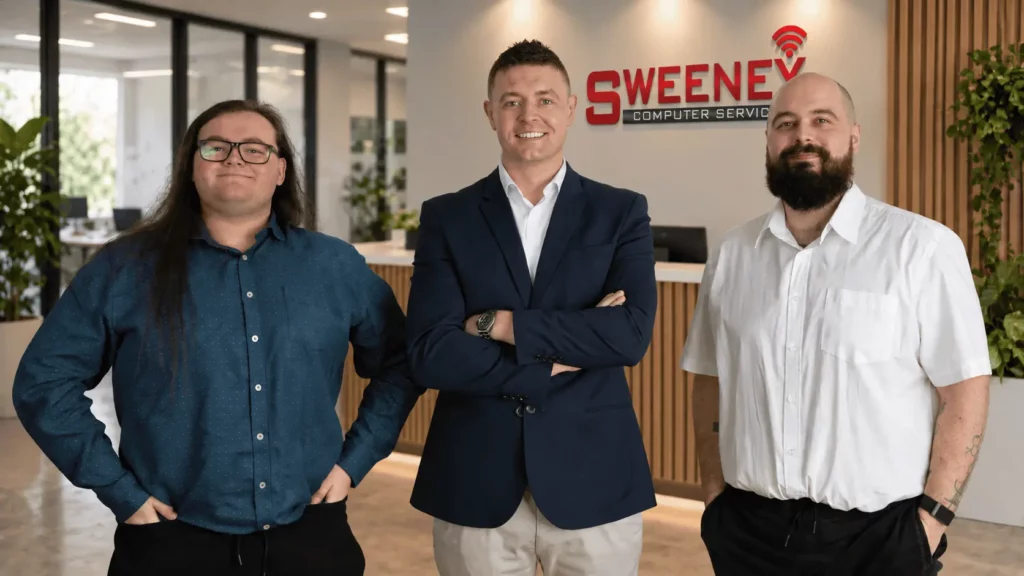 Eoghan Heary, Michael Sweeney and Ryan Murray of Sweeney Computer Services